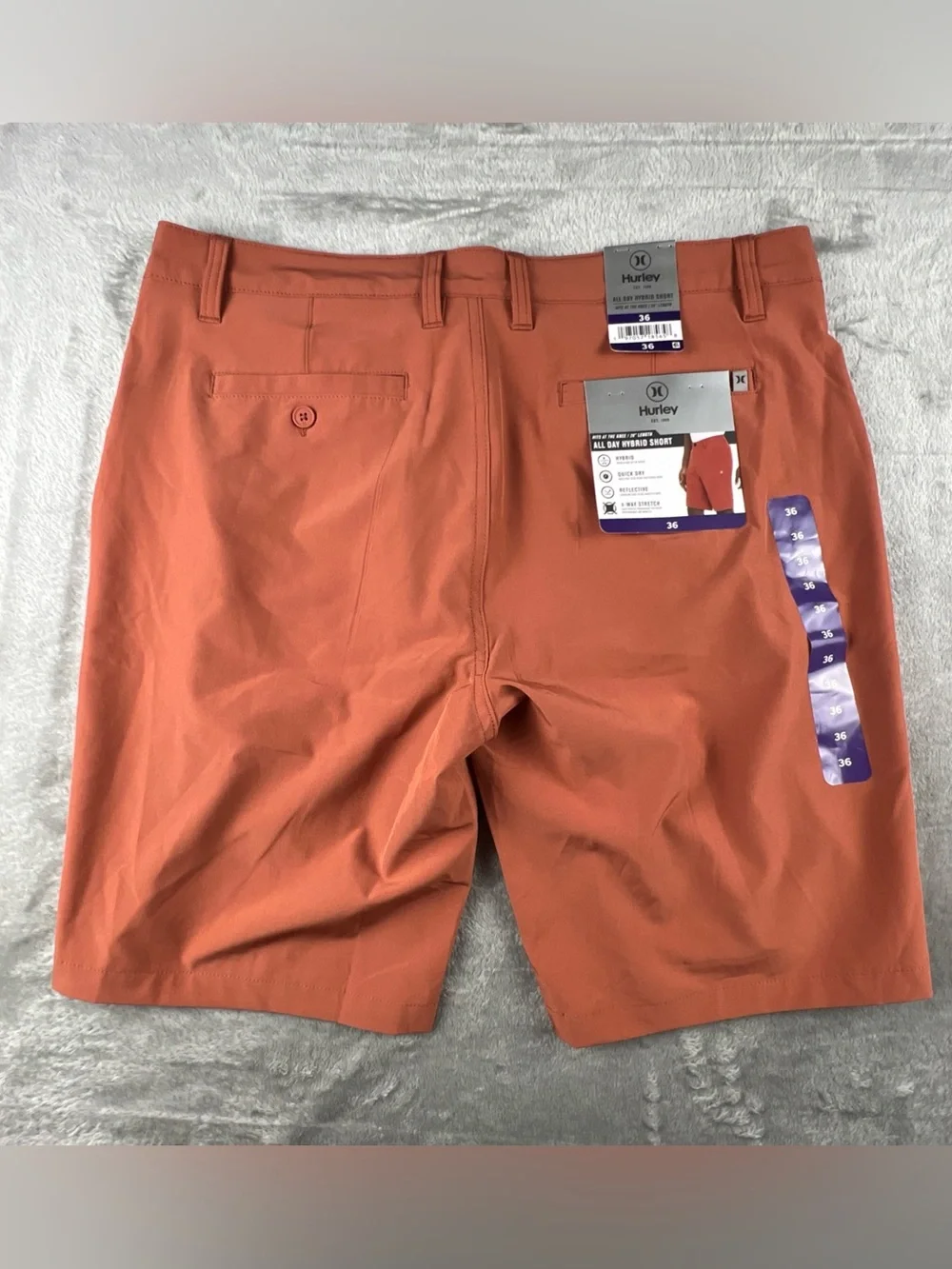 NWT Hurley Shorts All Day Hybrid Quick Dry Stretch Redwood Men's Size 36